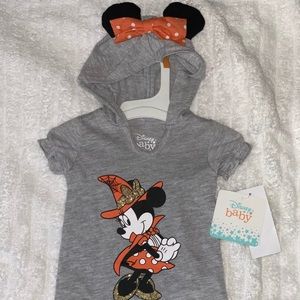 Disney Minnie Mouse Baby Girl New Born Gray Onesie